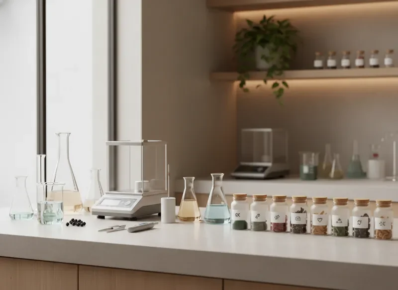 Modern laboratory workspace representing scientific precision and quality control